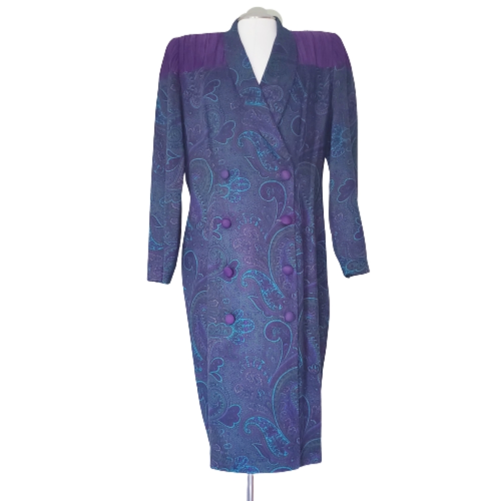 Vintage J.S.J. JOHN ROBERTS Paisley Purple Dress